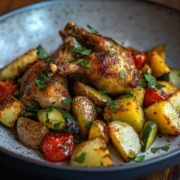 Roasted Quail Leg With Fried Potato Cubes, Zucchini And Tomato 11 Roasted quail leg