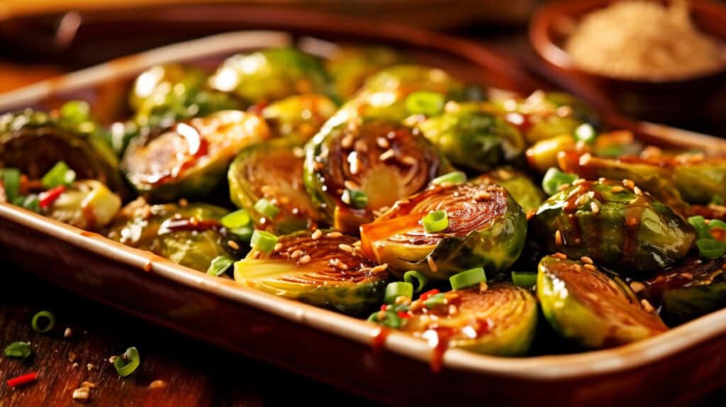 Roasted brussel sprouts with honey mustard glaze