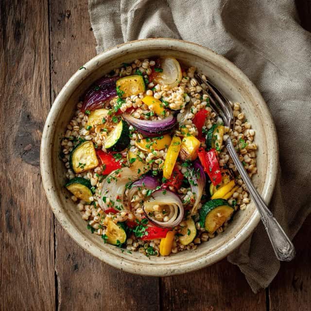 A Hearty, Nutritious One-Dish Meal: Pearl Barley With Roasted Vegetables 9 Pearl barley with roasted vegetables