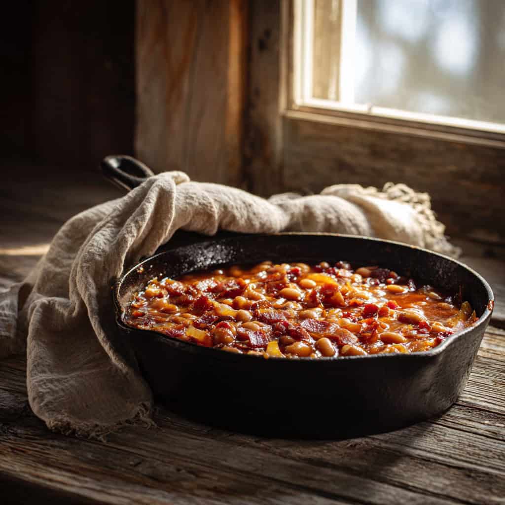 Maple and bourbon baked beans