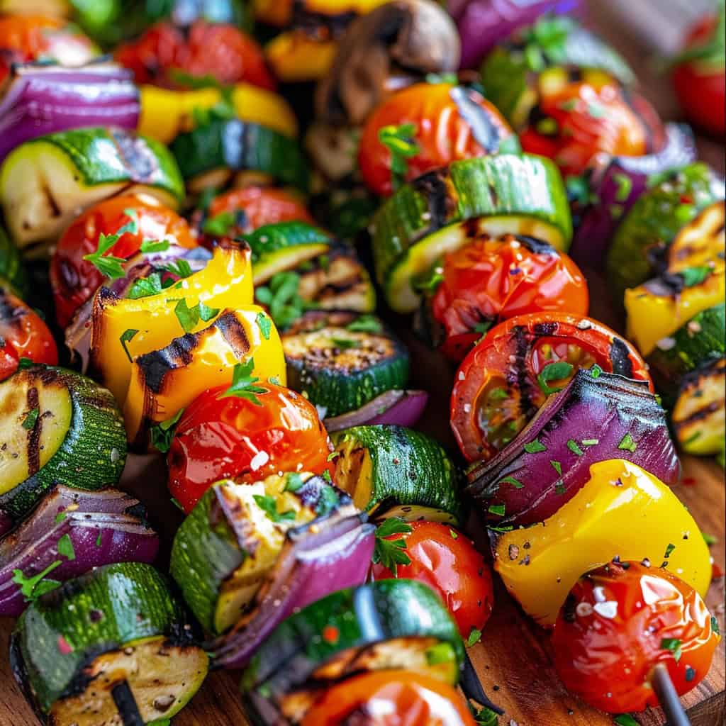 Grilled Vegetable Skewers With Zesty Balsamic Marinade 12 Grilled vegetable skewers