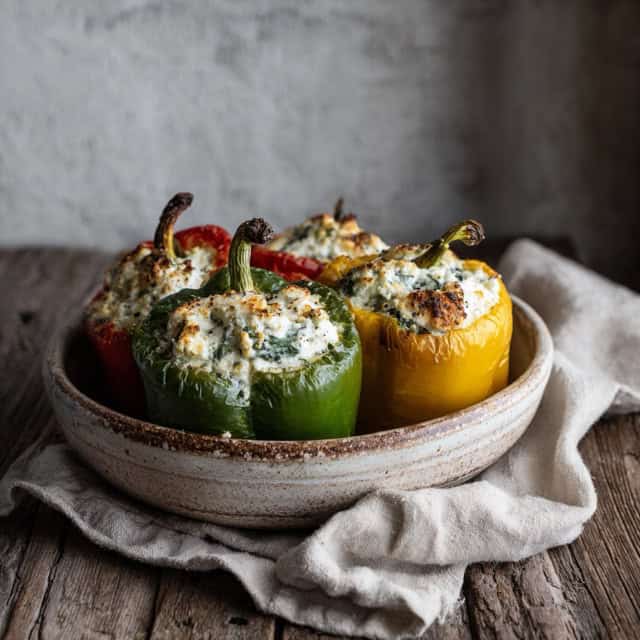 Herb and goat cheese stuffed peppers