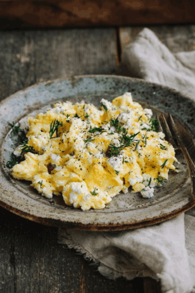 Goat cheese and herb scrambled eggs