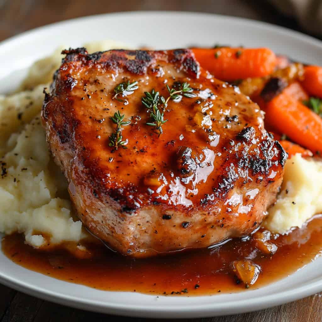 Cider glazed pork chops