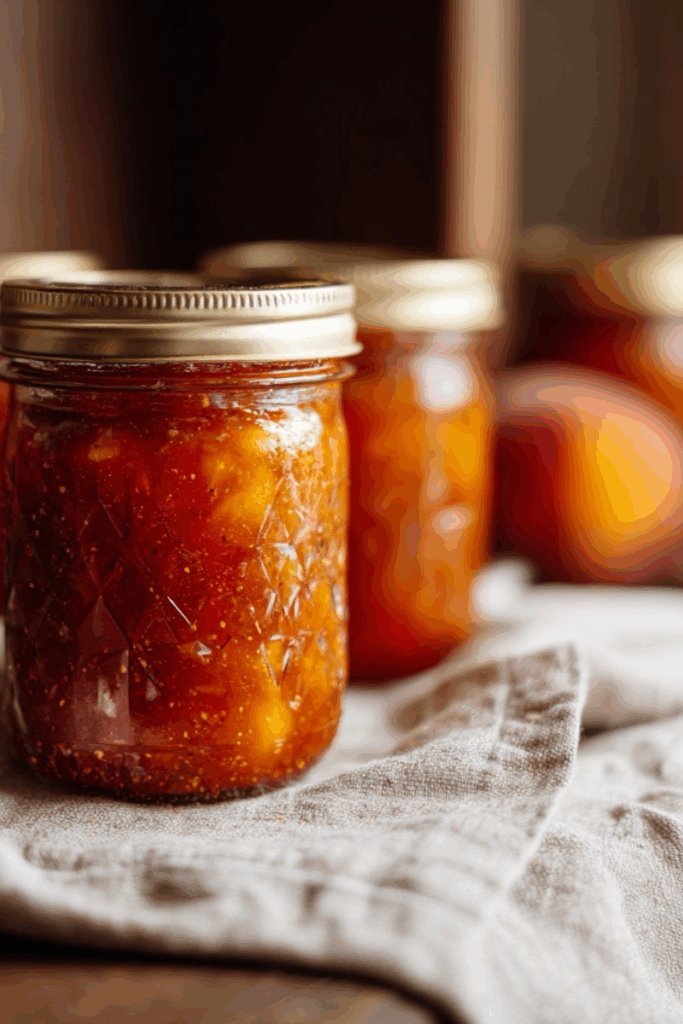 Pepper-infused peach jam