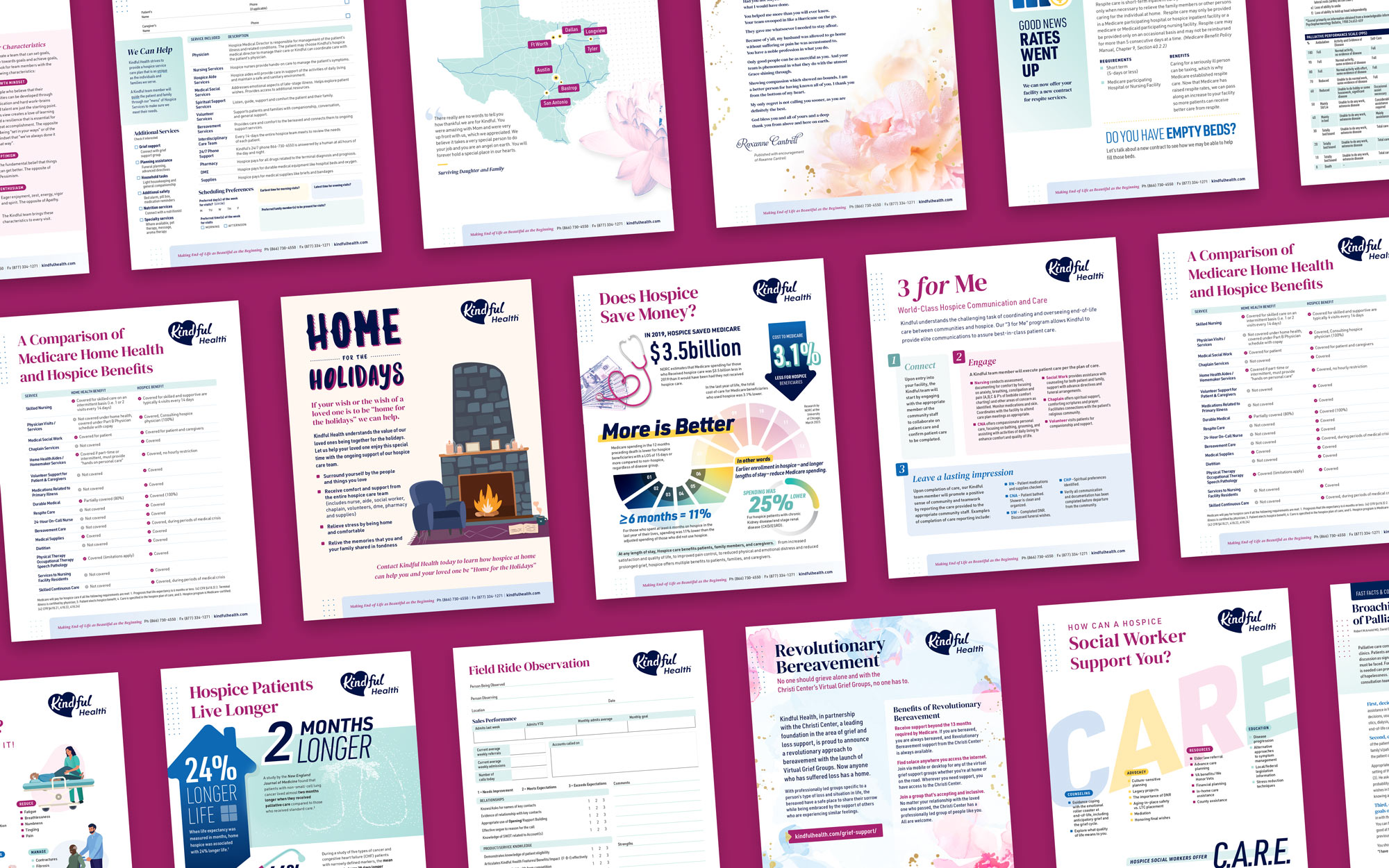Collection of flyer designs for Kindful Health