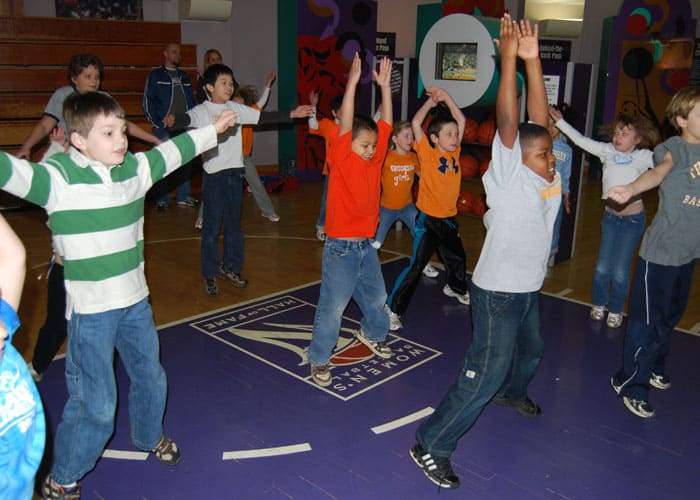 A group of kids participating in Hall of Fame Youth Events, playing Wii. A group of kids participating in Hall of Fame Youth Events, playing Wii.