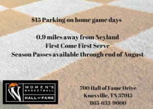 A flyer for the women's football game on game days.