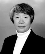 A black and white photo of an asian woman.