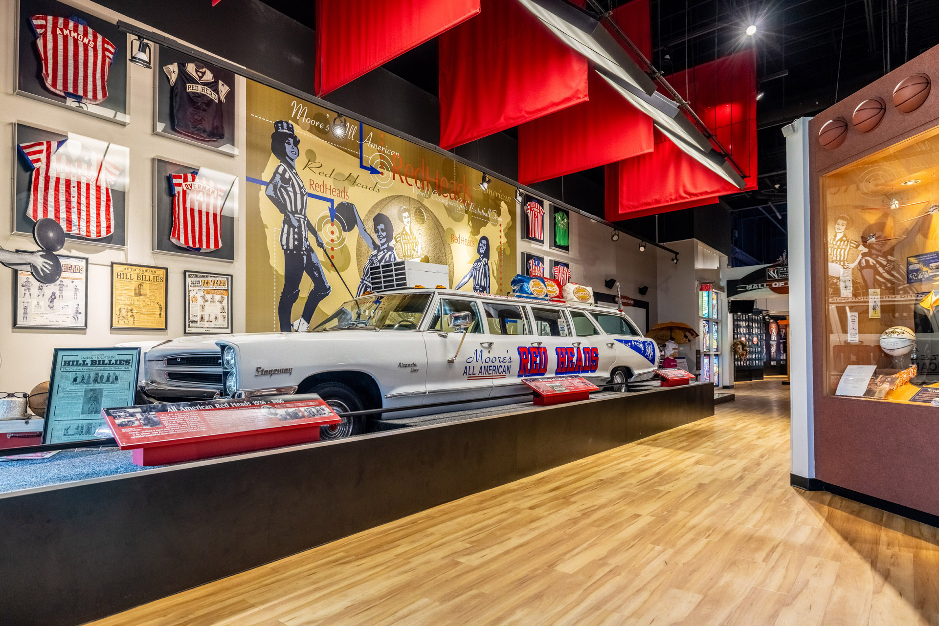 A car is on display at the Women's Basketball Hall of Fame museum. A car is on display at the Women's Basketball Hall of Fame museum.