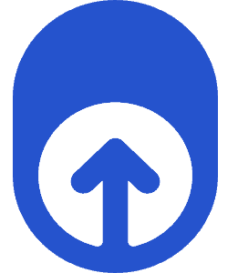 A blue circle with an arrow pointing up, giving others ways A blue circle with an arrow pointing up, giving others ways