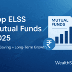 Featured image showing "Top ELSS Mutual Funds 2025" with a clean blue background, highlighting tax-saving and long-term growth benefits for Indian investors