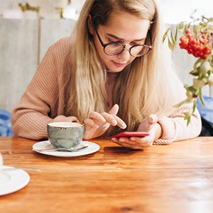 girl looking on phone