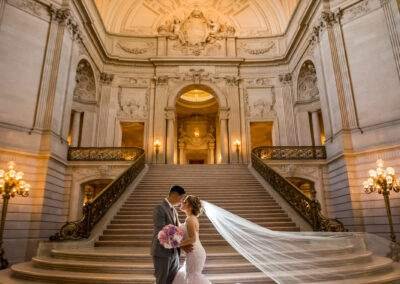 CineCrown bride and groom in San francisco city hall wedding photography.