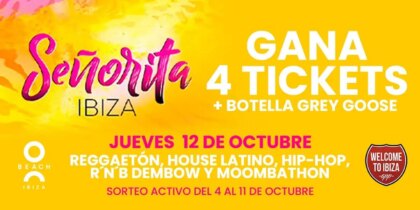 Ganador sorteo de 4 entradas para la fiesta Señorita en O Beach Ibiza