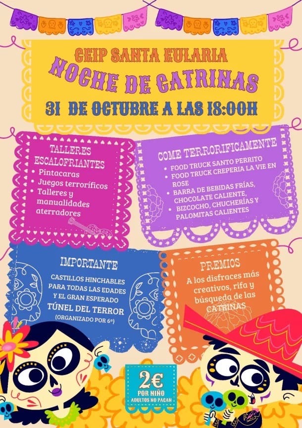 Noche de Catrinas, fiesta infantil de Halloween en CEIP Santa Eulalia