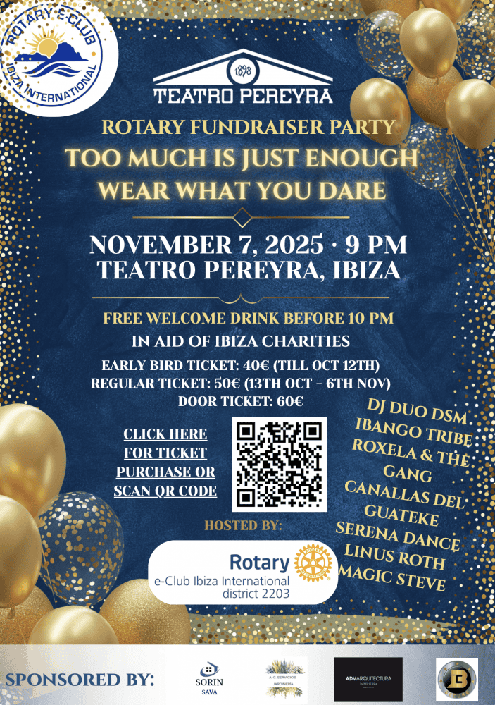Fiesta de recaudación de fondos de Rotary e-Club Ibiza International en el Teatro Pereyra