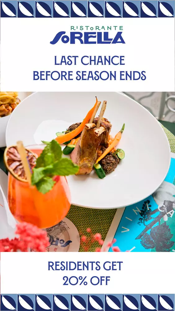 Despide el verano con esta oferta para residentes en Sorella Ristorante
