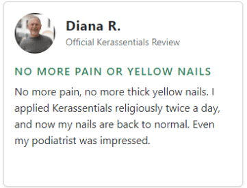 Photo of a customer testimonial highlighting the transformation of their nails after using the Kerassentials natural treatment consistently