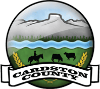 Scenic landscape featuring mountain range, lake, and wildlife including horses and bison in Cadston County. Perfect for nature, outdoor, and wildlife photography.