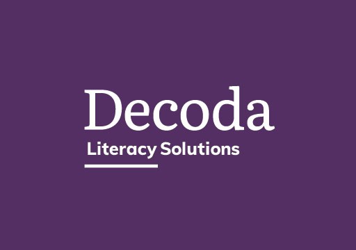 Decoda Literacy Solutions logo on a purple background, representing literacy and educational support services.