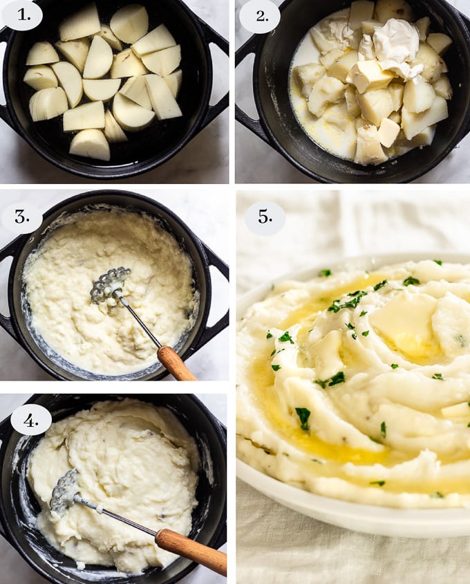 step by step on how to make sour cream mashed potatoes