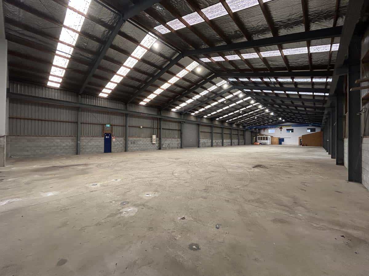 Indoor warehouse space at 107 De Havilland Drive, Auckland.