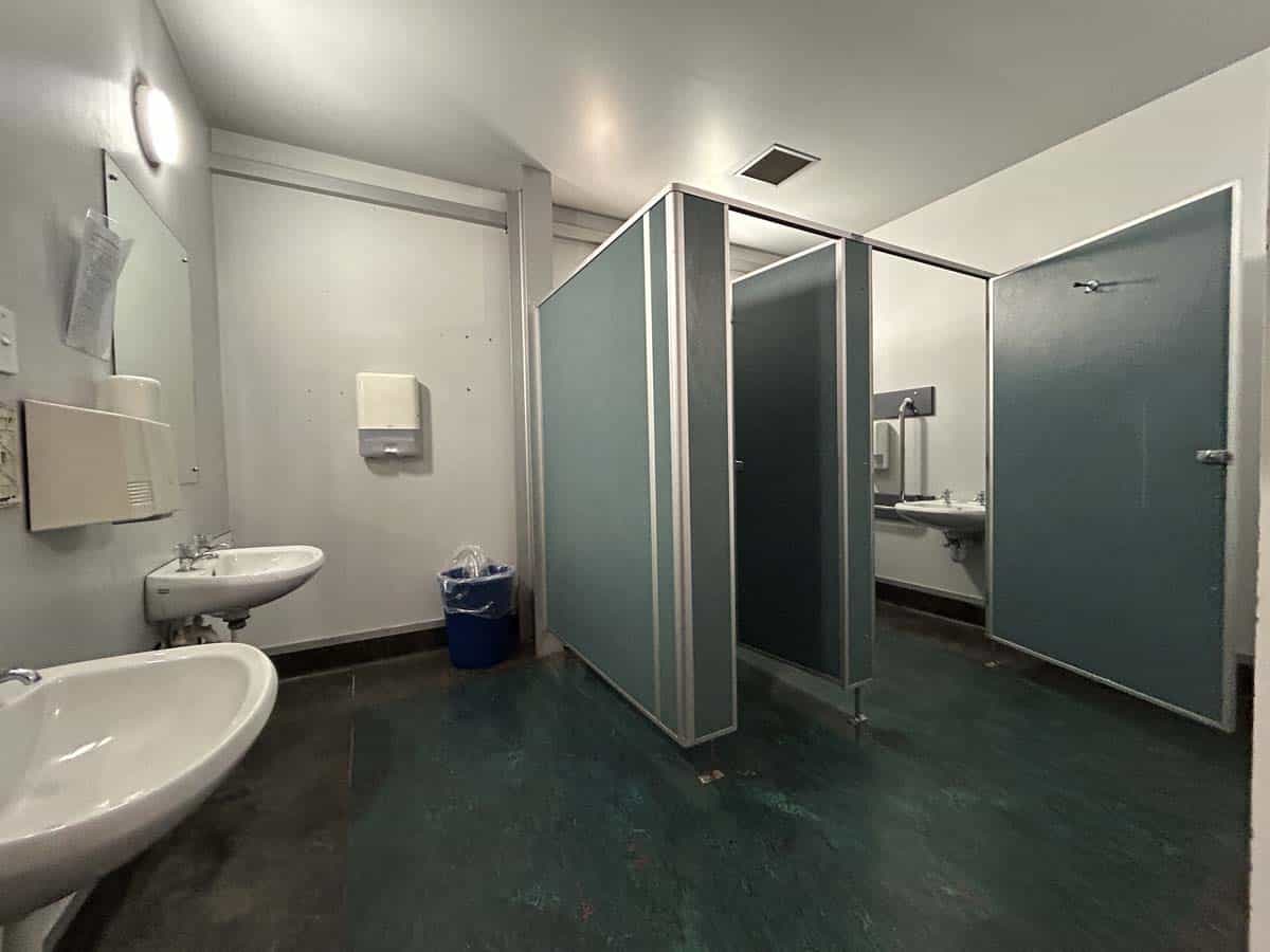 Public restroom with accessible stalls and sinks at 14 Tyers Road, White Lion.