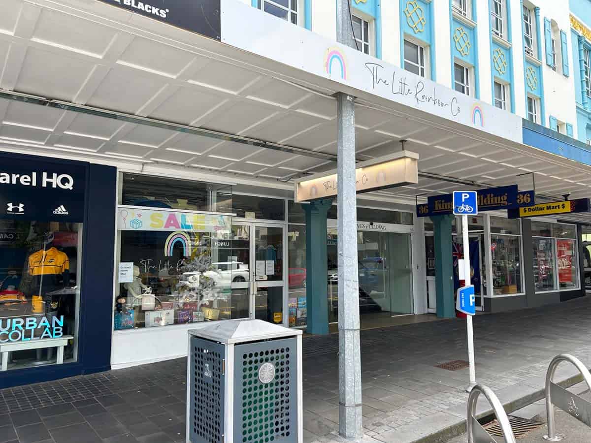 White Lion retail store entrance in New Zealand, showcasing modern storefront design.