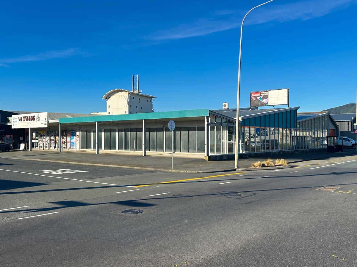 Modern commercial building with glass facade and signage for White Lion at 45 Waione Street, Aucklan.