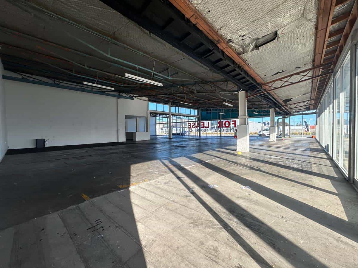Spacious empty retail or office space inside White Lion building at 45 Waione Street, Auckland.