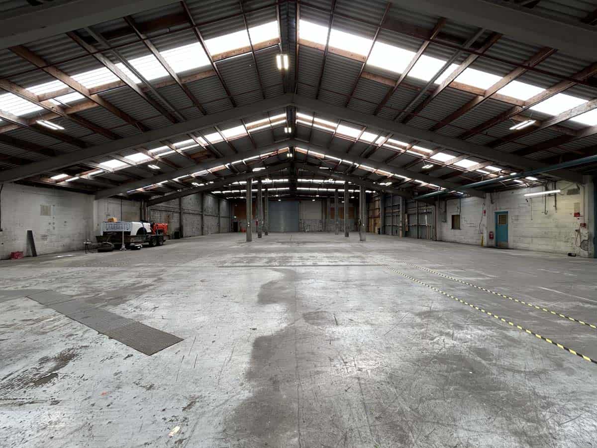 Empty industrial warehouse space at White Lion, 69 Waione Street, Auckland.