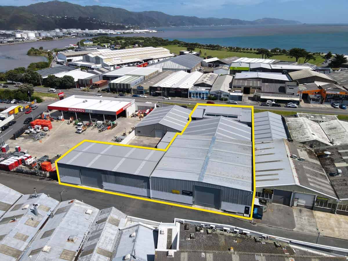 Aerial view of White Lion industrial warehouse at 69 Waione Street, Auckland, New Zealand.