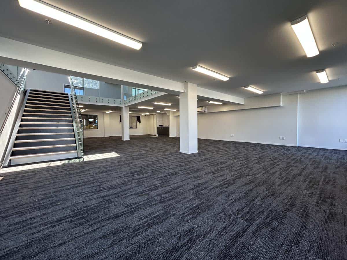 Spacious commercial office area at 69 Waione Street with modern lighting.