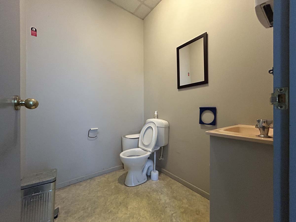 Bathroom with toilet and sink at 1121 Devon Road, White Lion property.