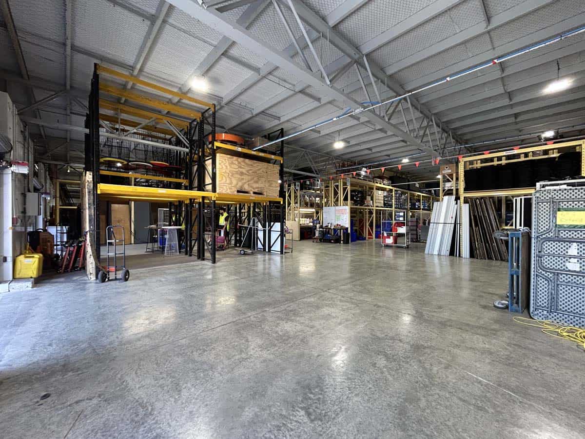 Warehouse storage and shelving at White Lion, 25 Cashew Street.
