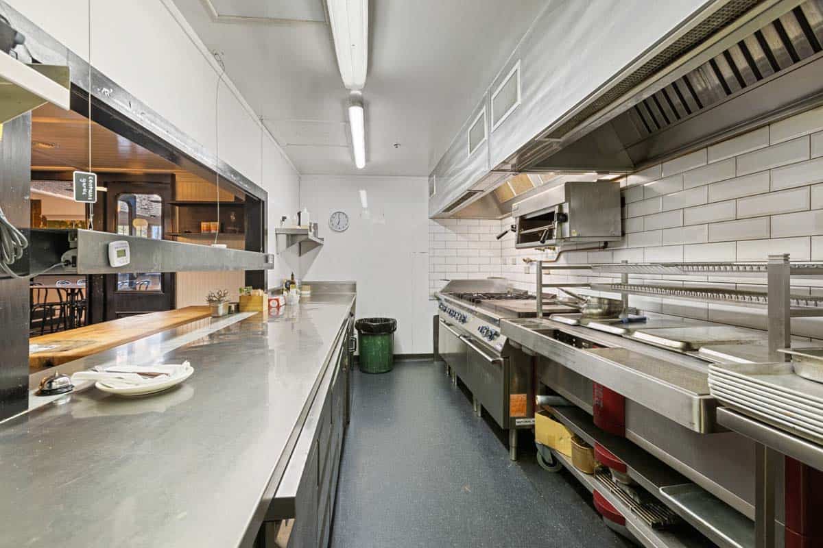 Modern commercial kitchen at White Lion, 31 Gover Street, Wellington.
