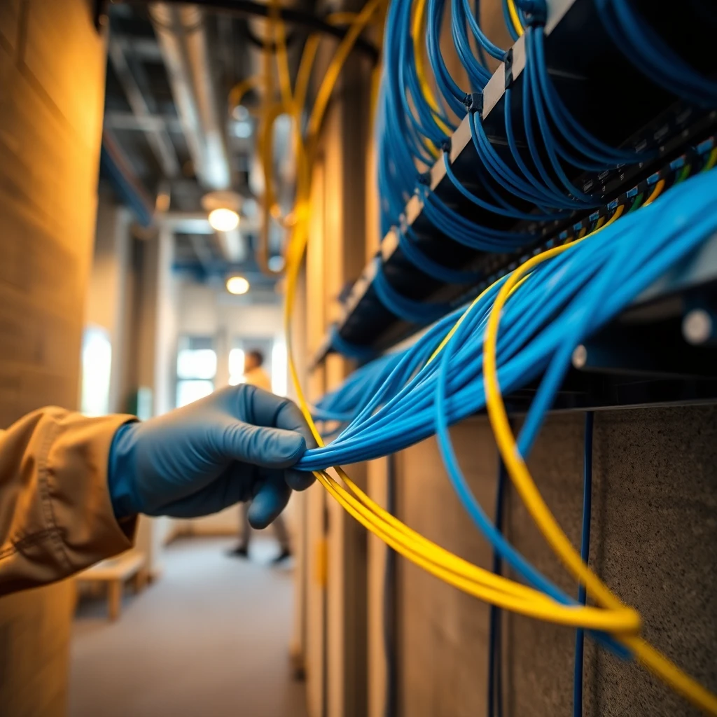 Modern Atlanta apartment building with high-speed fiber internet infrastructure installation