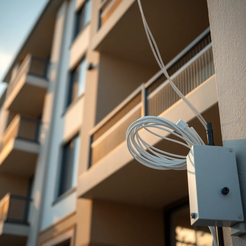 Modern apartment building in Bradenton with high-speed fiber optic internet infrastructure visible