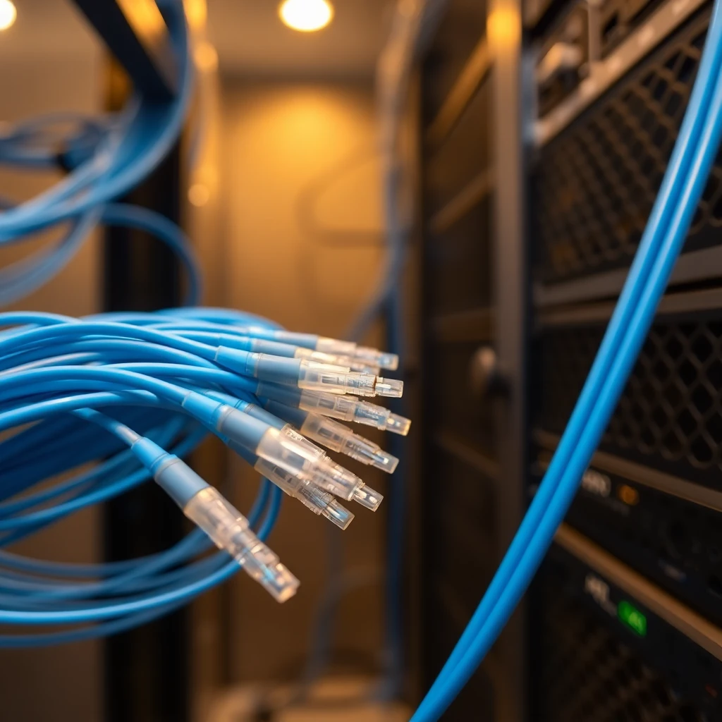 Modern Chicago high-rise apartment building with fiber optic internet infrastructure visible