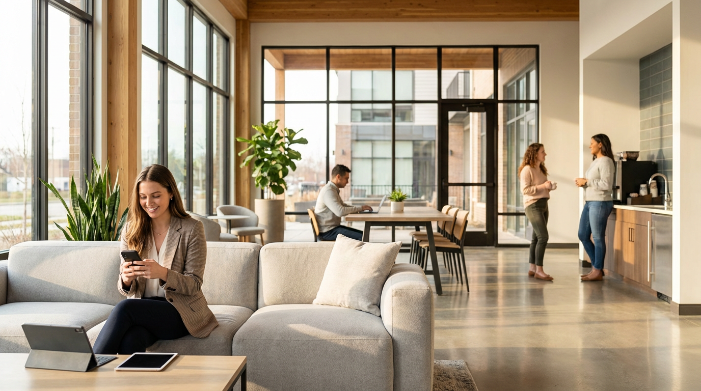 Modern apartment building in Fort Wayne with fiber optic internet infrastructure installation