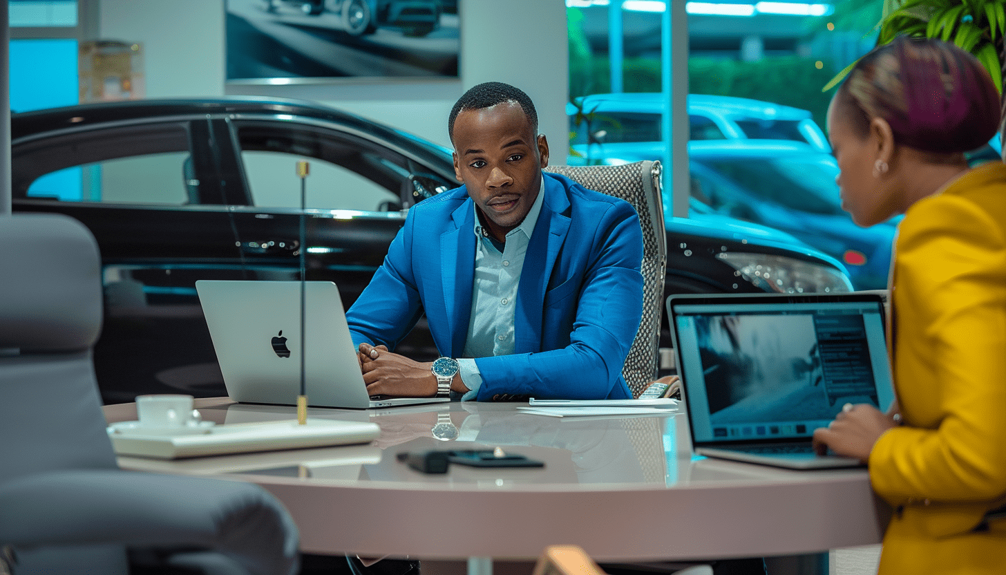 Salesperson Contemplating Sms Vs Email Marketing