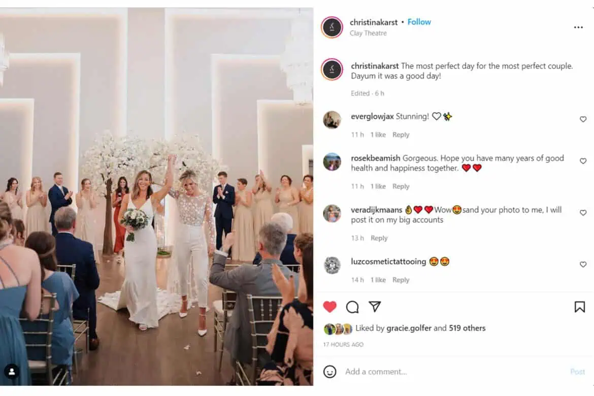 Mel Reid Carly Grenfel wedding