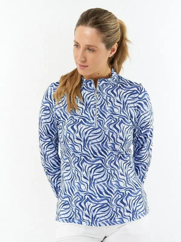 Pure Golf Serenity Mid Layer Quarter Zip Top - Indigo Jungle