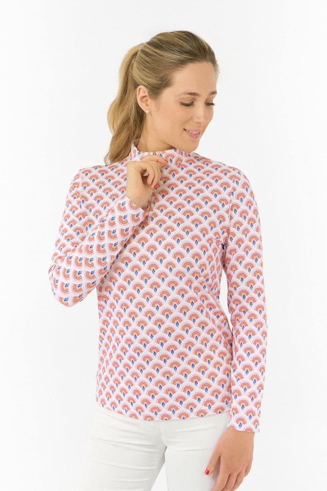 pure-golf-serenity-long-sleeve-ladies-golf-zip-top-mediterranean-sunset-1