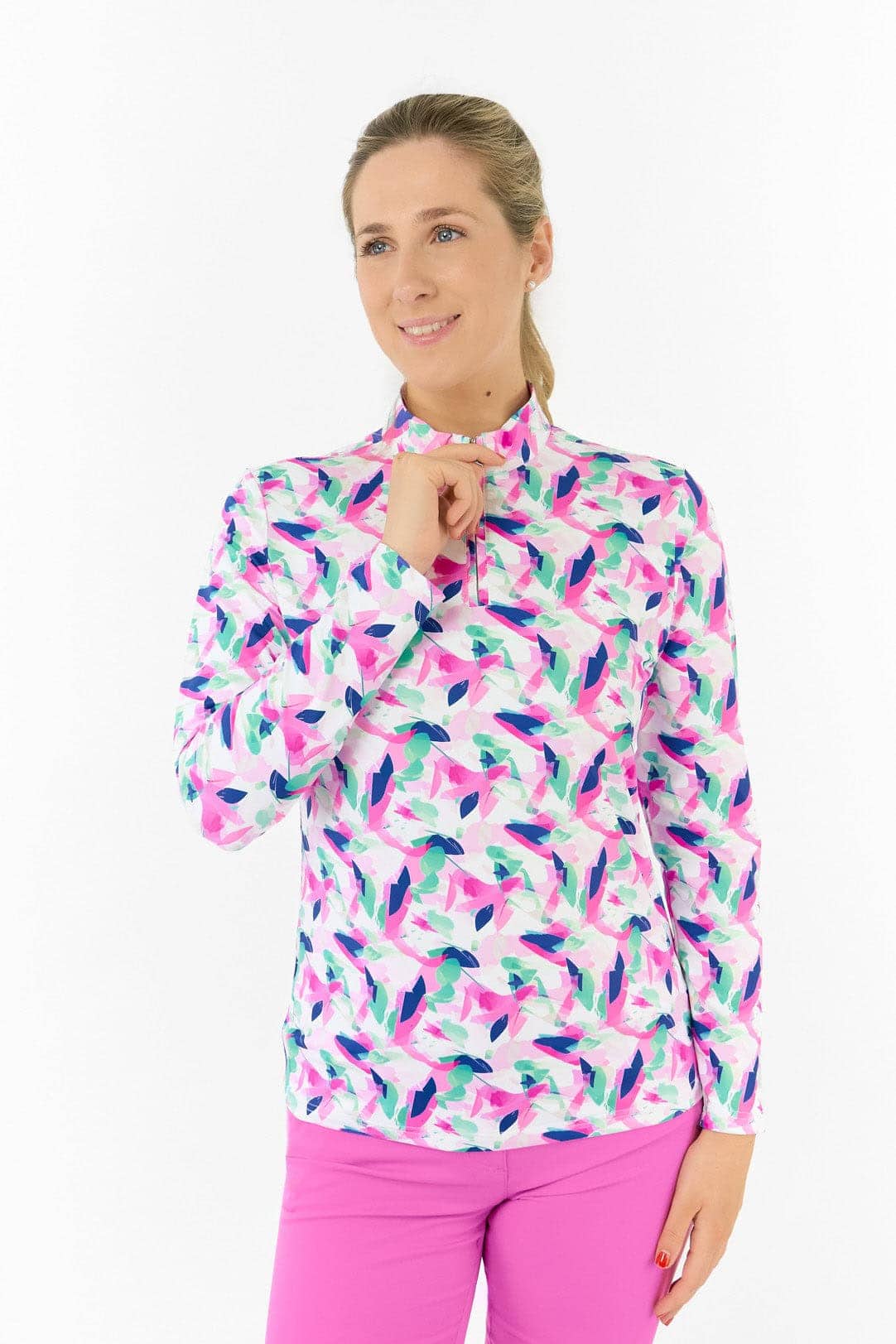 pure-golf-serenity-long-sleeve-ladies-golf-zip-top-portrait-of-paradise-1