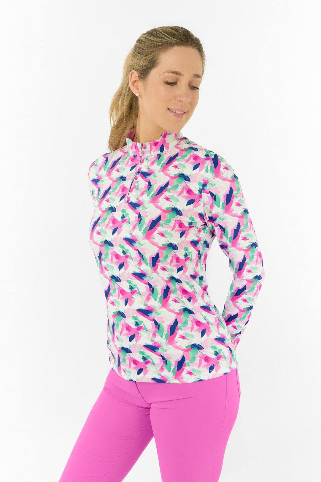 pure-golf-serenity-long-sleeve-ladies-golf-zip-top-portrait-of-paradise-2