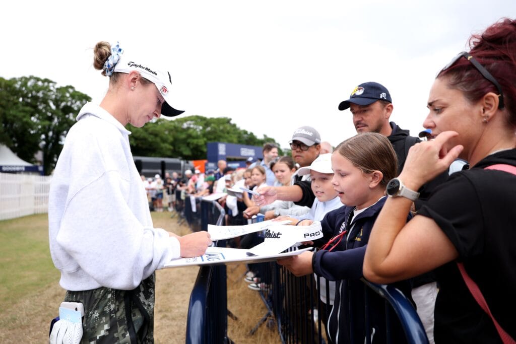 Nellie Korda with a group of fans at the AIG Women's Open 2026