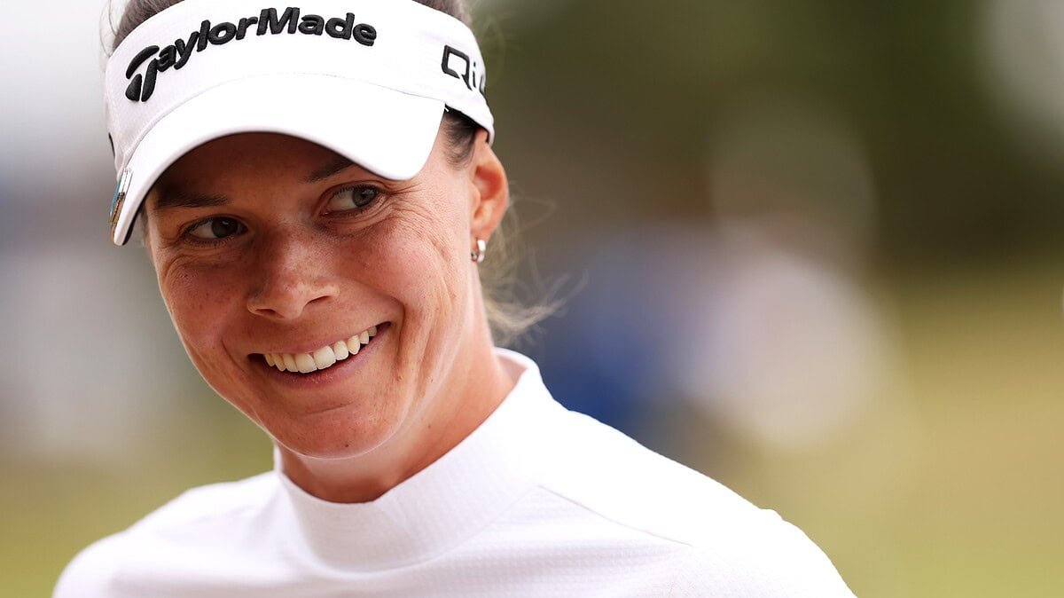 Henseleit was all smiles after holding a 45 foot putt to force a playoff in the AIG Women's Open (Photo by Charlie Crowhurst/R&A/R&A via Getty Images)