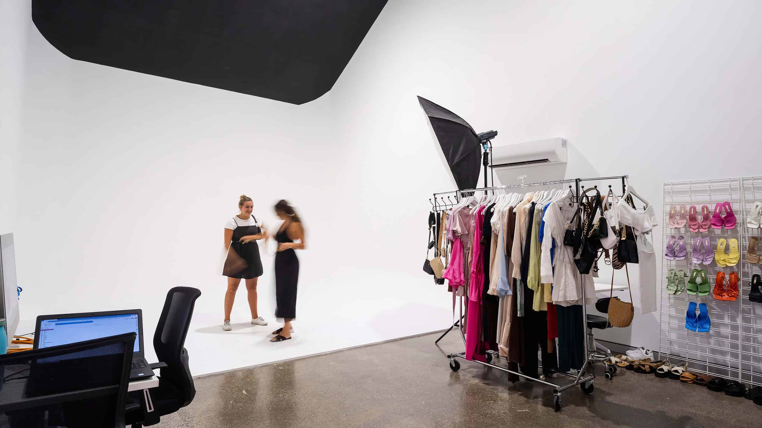ecommerce cyclorama photography studio for hire in Sydney. Workit Spaces Bourke Rd